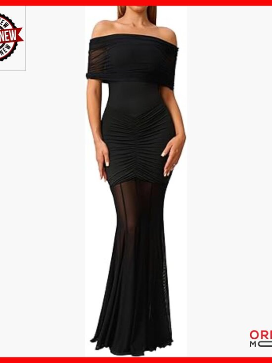 Dresses & Skirts - Strapless Off Shoulder Bodycon Maxi Dress Ruched Formal Party Long